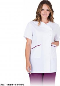 R.E.I.S. NONA-J - bluza damska z krótkim rękawem , 65% poliester, 35% bawełna, 175 g/m, zapinana na guziki - biało-fioletowy XL 1