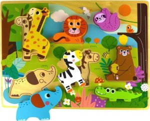 Tooky Toy Tooky Toy Drewniane Puzzle Zwierzątka w Lesie Dopasuj Kształty 1