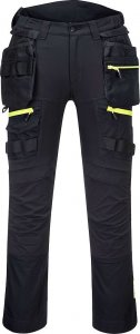 Portwest DX440 - spodnie kieszenie kaburowe DX4, tkanina stretch, 16 praktycznych kieszeni na narzędzia, potrójne szwy - nakolanniki gratis - czarny 44 1