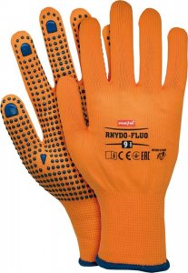 Ogrifox RNYDO-FLUO - rękawice ochronne z poliestru z jednostronnym nakropieniem - min. 12 par - pomarańczowy 8 1