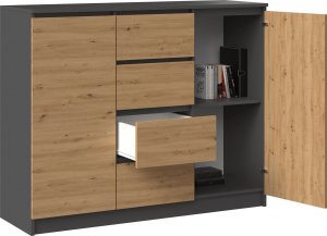 Topeshop KOMODA 2D4S - ANTRACYT / DĄB ARTISAN 3