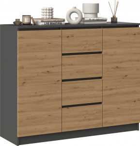 Topeshop KOMODA 2D4S - ANTRACYT / DĄB ARTISAN 4