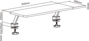 WP Podstawa pod monitor, mocowana do blatu biurka, czarny, metal / płyta mdf, 20 kg nośność, Powerton, ergo 9