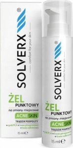 Solverx SOLVERX Acne Skin Żel punktowy na zmiany miejscowe - przeciwtrądzikowy 15ml 1