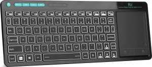 Klawiatura Bezprzewodowa RGB LED z touchpadem do PC TV tabletu Czarna + Stojak na biurko 9