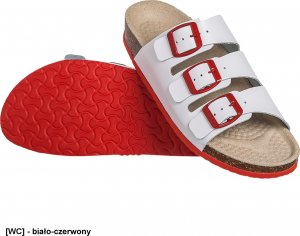 MEDIBUT BMKLAKOR3PAS - obuwie wkład korkowo-gumowy, profil ortopedyczny, skóra z powłoką ułatwiającą mycie i dezynfekcję - 6 koloów - biało-czerwony 40 1