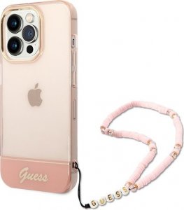 Guess Etui Guess GUHCP14XHGCOHP Apple iPhone 14 Pro Max różowy/pink hardcase Translucent Pearl Strap 1