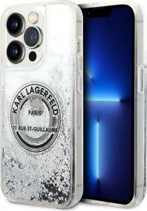 Karl Lagerfeld Etui Karl Lagerfeld KLHCP14LLCRSGRS Apple iPhone 14 Pro srebrny/silver hardcase Liquid Glitter RSG 1