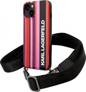 Karl Lagerfeld Etui Karl Lagerfeld KLHCP14MSTSTP Apple iPhone 14 Plus hardcase różowy/pink Color Stripes Strap 1