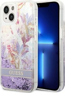 Guess Etui Guess GUHCP14MLFLSU Apple iPhone 14 Plus fioletowy/purple hardcase Flower Liquid Glitter 1