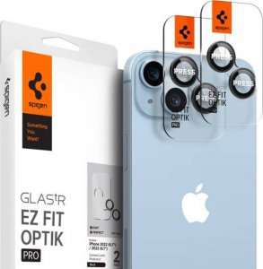 Spigen Szkło hartowane na aparat Spigen Optik.tr ez Fit Camera Protector Apple iPhone 14/14 Plus Black [2 PACK] 1