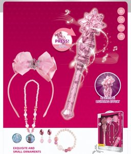 Ramiz Magiczny zestaw księżniczki wróżki dla dziewczynek 3+ Interaktywna różdżka + bajkowa biżuteria 7 el. 1
