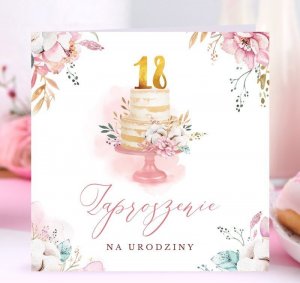 ZAPROSZENIA na 18 Pastelowy Tort 10szt (+koperty) 2