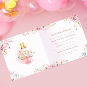 ZAPROSZENIA na 18 Pastelowy Tort 10szt (+koperty) 3