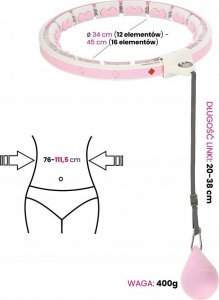 HMS Hula hop HHW06 z wypustkami, obciążnikiem i licznikiem różowe 5