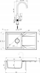 Deante Zlewozmywak granitowy z baterią 1-komorowy z ociekaczem 2