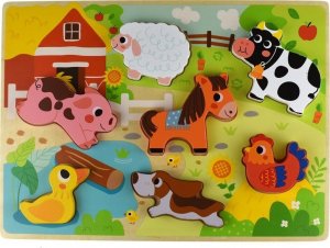 Tooky Toy Tooky Toy Drewniane Puzzle Zwierzątka Farma Dopasuj Kształty 1