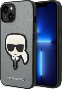 Karl Lagerfeld Karl Lagerfeld Saffiano Karl Head Patch Case - Etui iPhone 14 Plus (srebrny) 1