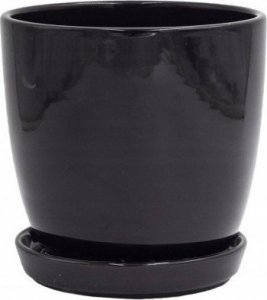 Polnix Doniczka ceramiczna z podstawką czarna 18 cm 1