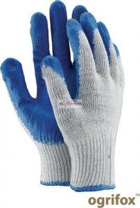 R.E.I.S. OX-UNIWAMP - rękawice WAMPIRKI  ochronne powlekane gumą ze ściągaczem - biało-niebieski 1