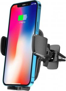4kom.pl Uchwyt samochodowy X05 z ładowaniem QI do kratki Vent Car Mount Wireless Charger 15W do auta Black 3