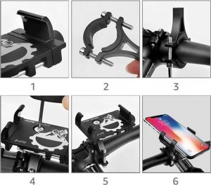 4kom.pl Uchwyt rowerowy Extreme Bike Alu na kierownicę do telefonu na rower motor hulajnogę czarny 10