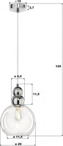 Lampa wisząca Auhilon Wisząca lampa loftowa Akso do pokoju chrom przezroczysta 4