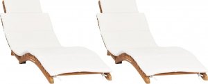 vidaXL Leżaki z poduszkami, 2 szt., lite drewno tekowe 2