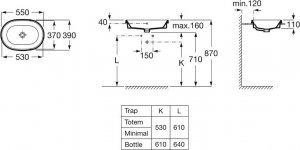 Umywalka A3270Y5000 GAP UMYWALKA BLATOWA OWALNA 55X39 CM, Z PRZELEWEM // CE.ROG.U-55X39 3