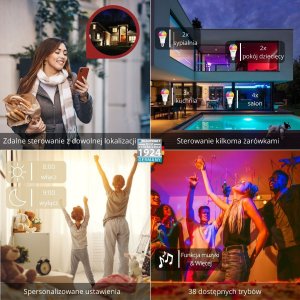 Blaupunkt Żarówka LED E27 9W Smart WIFI 3000K-6500K Multicolor 6