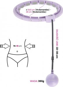 HMS Hula-Hop z wypustkami, obciążnikiem i licznikiem HHW09 HMS fioletowy 15