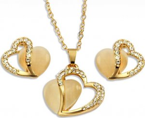 Lovrin Komplet biżuterii serca kamień księżycowy 1