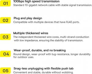 Baseus Baseus Speed Seven szybki kabel sieciowy RJ45 10Gbps 20m czarny (WKJS010901) 3