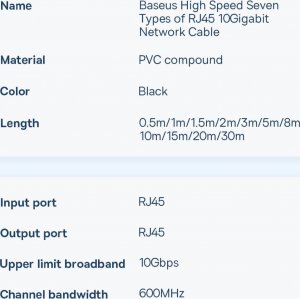 Baseus Baseus Speed Seven szybki kabel sieciowy RJ45 10Gbps 20m czarny (WKJS010901) 4