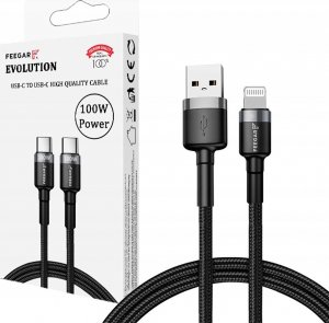 Kabel USB Feegar USB-A - Lightning 1 m Czarny (FEE-01903) 3