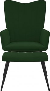 vidaXL Fotel z podnóżkiem, ciemnozielony, obity aksamitem 2