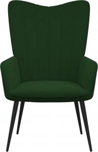 vidaXL Fotel z podnóżkiem, ciemnozielony, obity aksamitem 6