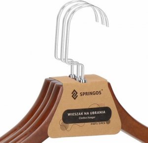 Springos Wieszaki drewniane antypoślizgowe na ubrania zestaw 9 szt. brązowe UNIWERSALNY 4