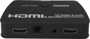 Pawonik SPLITTER HDMI 1X2 HDCP 2.2 EKSTRAKTOR AUDIO 4K/60 2