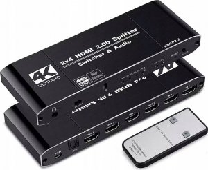 Pawonik SPLITTER HDMI 2.0 2X4 ROZDZIELACZ SWITCH HDCP 2.2 1