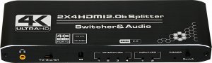 Pawonik SPLITTER HDMI 2.0 2X4 ROZDZIELACZ SWITCH HDCP 2.2 4