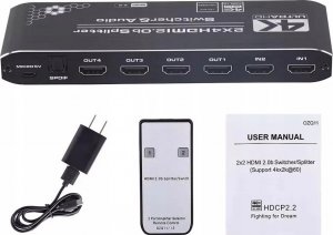 Pawonik SPLITTER HDMI 2.0 2X4 ROZDZIELACZ SWITCH HDCP 2.2 9