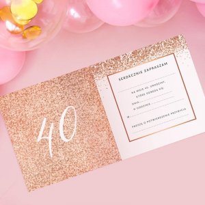 ZAPROSZENIA na 40 urodziny glamour Rosegold Confetti 10szt (+koperty) 3