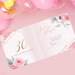 ZAPROSZENIA na 30 urodziny Piwonie 10szt (+koperty) 3