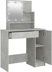 vidaXL Toaletka z oświetleniem LED, betonowa szarość, 86,5x35x136 cm 4