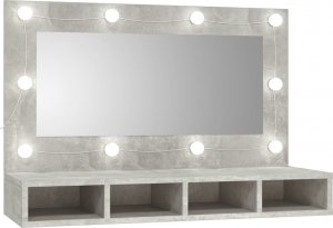 vidaXL Szafka z lustrem i oświetleniem LED, szary beton, 90x31,5x62 cm 1