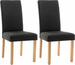 Bigbuy Home Krzesło do Jadalni Elyna Drewno Poliester Drewno kauczukowe Poliuretan Ciemny szary (47 x 60 x 100 cm) (2 Sztuk) 1