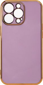 Hurtel Lighting Color Case Etui Iphone 12 Pro Max Żelowy Ze Złotą Ramką Fioletowy 1