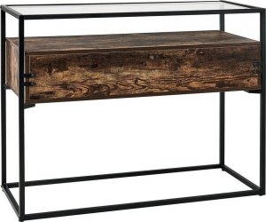 Beliani Konsola 2 szuflady szklana ciemne drewno z czarnym MUAK! 6