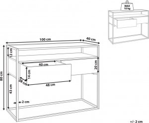 Beliani Konsola 2 szuflady szklana ciemne drewno z czarnym MUAK! 9